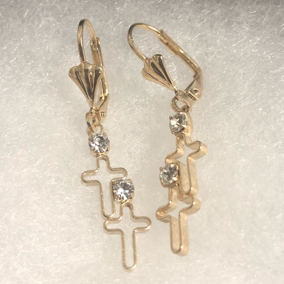 Jewelry - 18k Gold Filled Cross Earrings